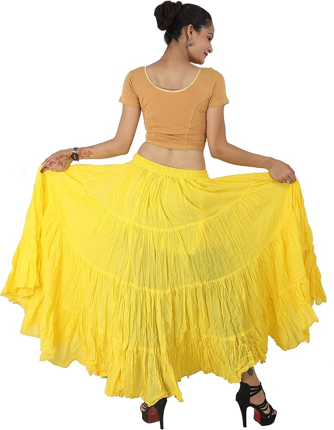 Wevez Women's Flowy Renaissance Long Maxi Tiered Peasant Dance Skirt, Plus Size 0X to 3X