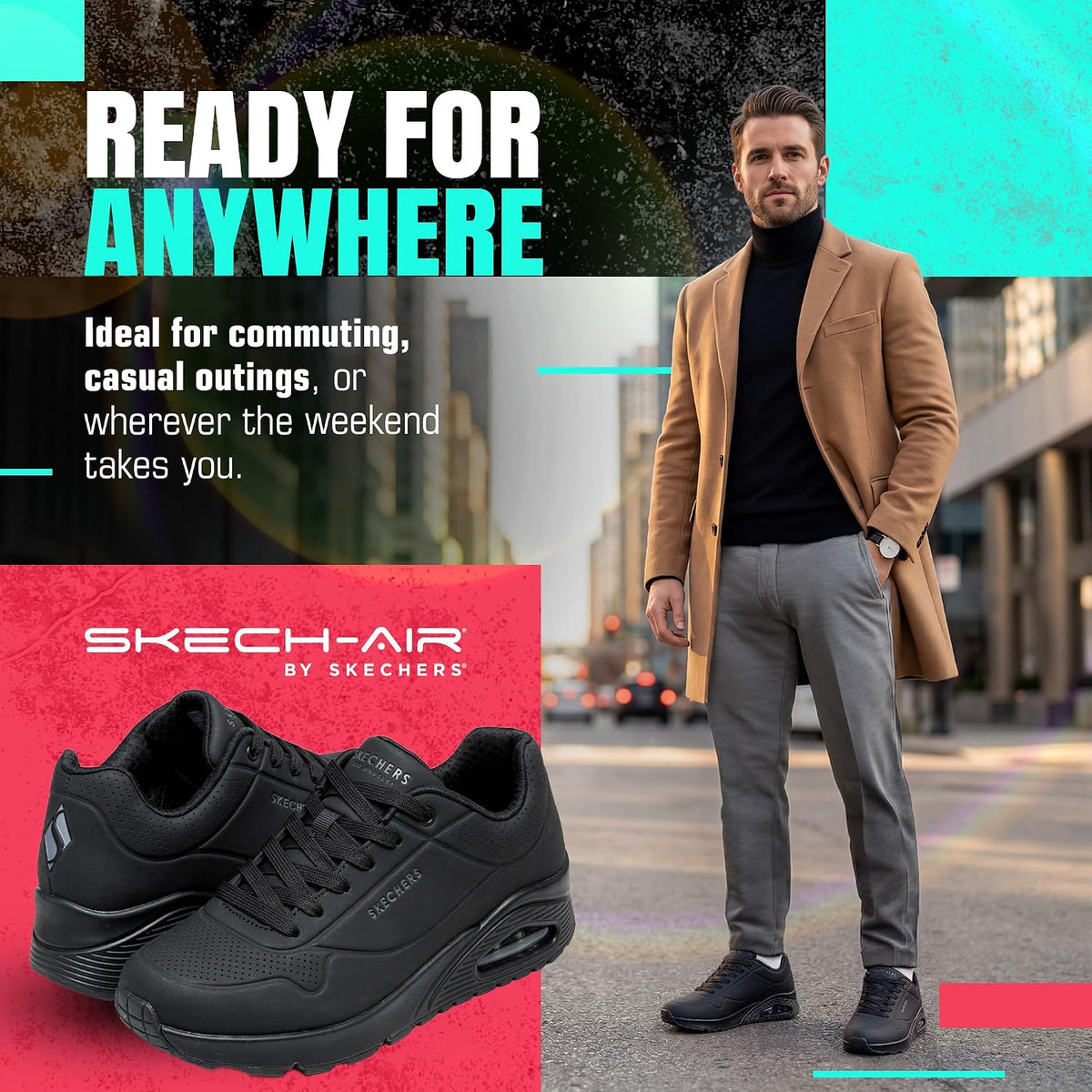 Skechers Men's Uno Stand On Air Sneaker | Casual Shoe, Air-Cooled Memory Foam, Skech-Air, Visible Airbag Midsole
