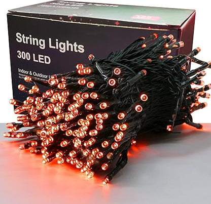 300 LED Halloween Lights, 98.5FT Halloween String Lights with 8 Lighting Modes, Waterproof  Connectable Mini Lights, Plug in for Indoor Outdoor Holiday Christmas Party Bedroom Decorations (Orange)