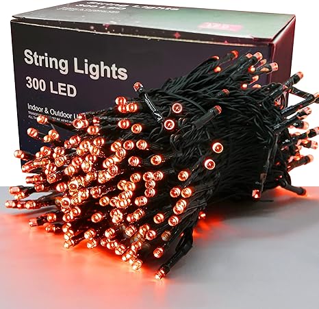 300 LED Halloween Lights, 98.5FT Halloween String Lights with 8 Lighting Modes, Waterproof  Connectable Mini Lights, Plug in for Indoor Outdoor Holiday Christmas Party Bedroom Decorations (Orange)