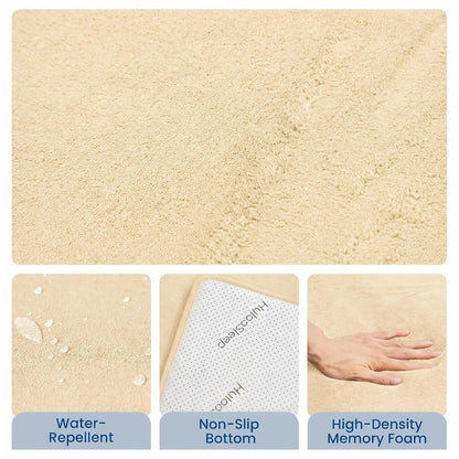 Huloo Sleep Baby Play Mat for Floor,1.3" Thick Elasti-Foam 50"×50" Playpen Mat for Tummy Time,Water Repellent Soft Coral Velvet for Toddler,Infant,Kids,Non-Slip Backing Safe for Crawling(Vanilla)