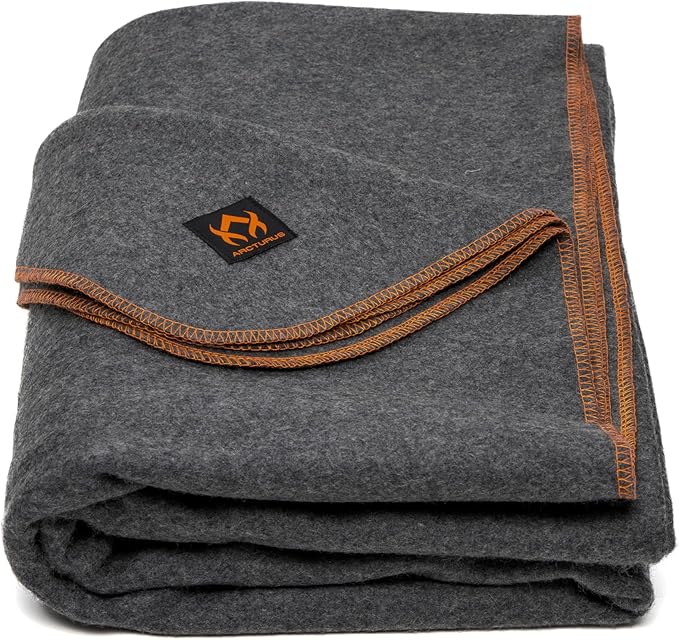 Arcturus Military Wool Blanket - Warm, Thick, Washable - Great for Outdoors, Camping, Stadium Blanket, Picnics, Travel - Car  Bushcraft Survival Kits, Large 64in x 88in 4.5 lb