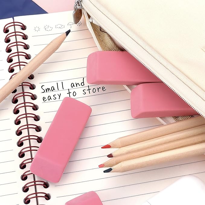 Tamaki Erasers, Pink Pencil Erasers for Drawing, Artist Eraser, Large, Pack of 6