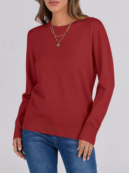 ANRABESS Sweaters for Women Long Sleeve Lightweight Crewneck Soft Basic Knit Loose Fit Pullover Top 2026 Fall Trendy Outfits