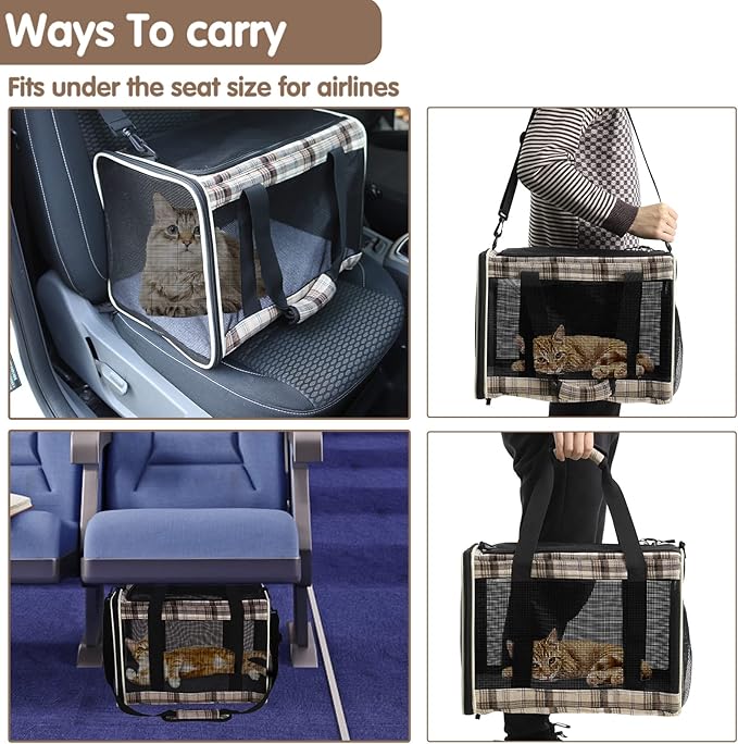 EXPAWLORER Cat Carrier Large, Soft-Sided Pet Carrier for Cat,Top Load Cat Travel Carriers for Medium Cats Under 25, Airline Approved Pet Bag Carriers Fit 2 Kitties Small Dogs