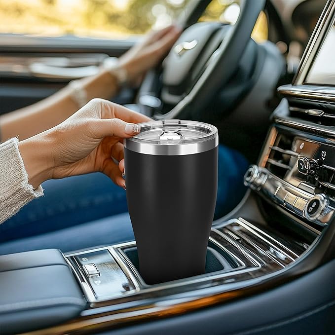 DS 30 Oz Tumbler with Lid Stainless Steel Vacuum Insulated Water Coffee Tumbler Durable Leak Proof BPA Free Ice Coffee Thermal Cup (Black)