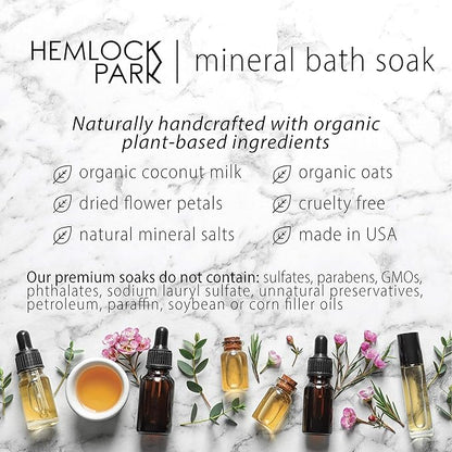 Hemlock Park Lavender Coconut Milk Bath Soak  Organic Coconut Milk, Botanicals, Dead Sea, Epsom, and Himalayan Pink Mineral Salts  9.5 oz Jar