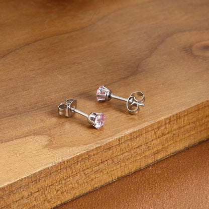 Stud Earrings for Women Dainty Stainless Steel Earrings Classic Clear Colorful Cubic Zirconia Earrings Studs for Women ( 10 )