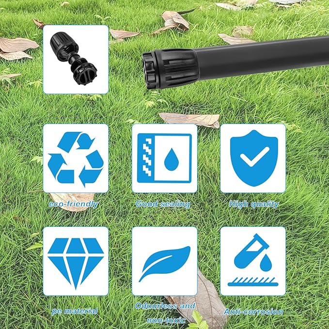 8x12 Inch Drip Irrigation Fittings End Caps2x12 Inch to 14 Inch Locked Barbed Six Hose Connectors 12 Inch Irrigation Fittings End Plugs for (12'' ID x 0.60-0.63'' OD)16mm Drip Tubing Connectors