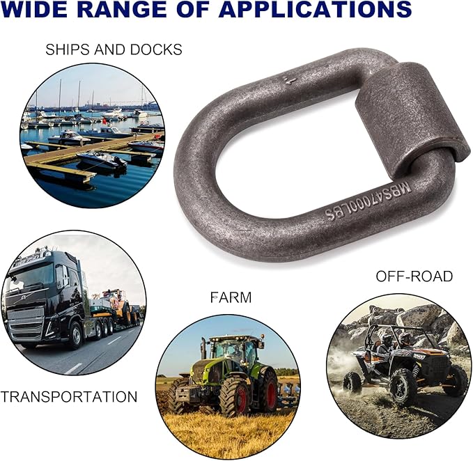 1" Heavy Duty Weld-On Forged D Ring with MBS:46,800 lbs,D-Ring Tie Down Anchor with Weld On Anchor Points for Trailer, Truck Cargo, RV, ATV Tiedowns, Farm Applications etc(4 Pack)