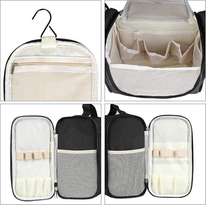 Hanging Toiletry Bag Extra Large Capacity  Premium Travel Organizer Bags For Men And Women  Durable Waterproof Nylon Bathroom, Shower, Makeup Bag For Toiletries, Cosmetics, Brushes