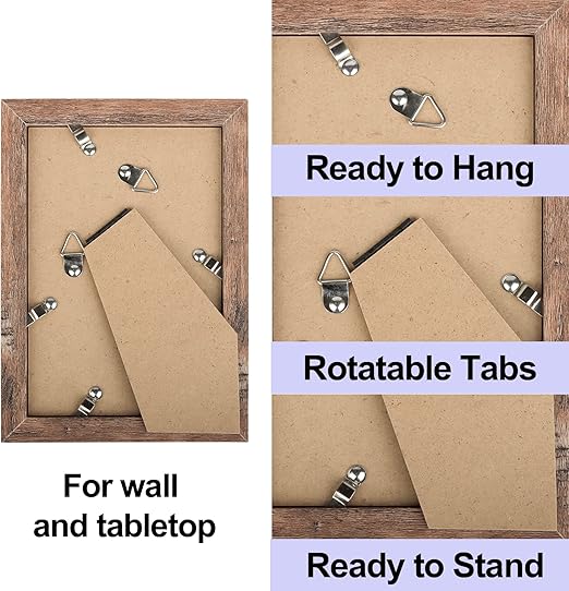 TOFOREVO Picture Frames 4x6 Set of 2 Rustic Wood Grain Photo Frame for Gallery Wall Mounting or Tabletop Display