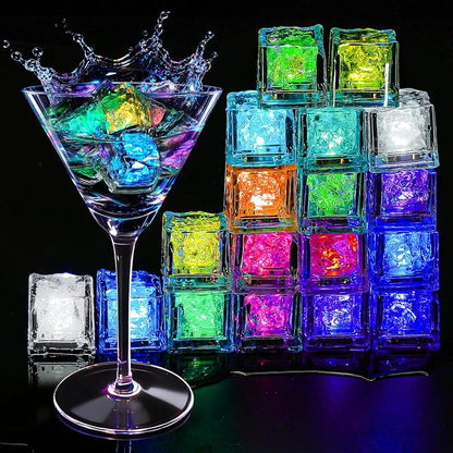 RowinsyDD Light Up Ice Cubes, 18 Pack Multi Color Led Ice Cubes for Drinks