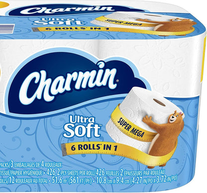 Charmin Ultra Strong Toilet Paper - 12 Mega Plus Rolls https://a.co/d/0gUX0AuX