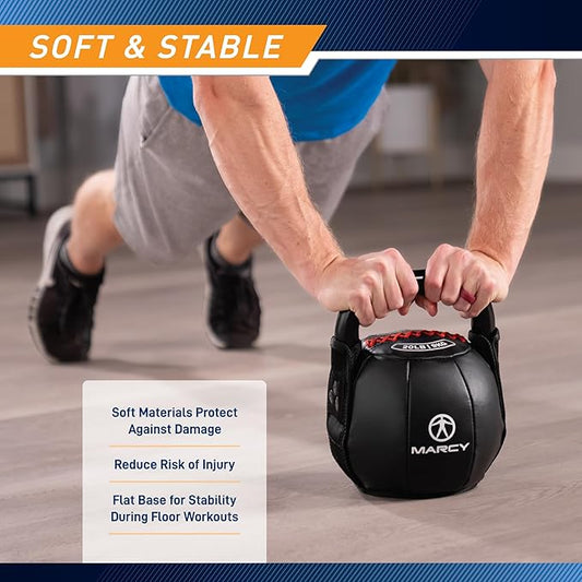 Marcy Strength Training Soft Kettlebell with Handle for Weightlifting, Conditioning, Strength and core Training 15 lbs