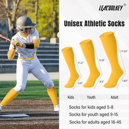 LEACOOLKEY Baseball Belt and Socks Combo Set Adjustable Softball Socks and Elastic Belt for Youth and Adult