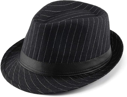 FALETO Unisex Classic Manhattan Structured Gangster Trilby Fedora Hat