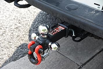 Trailer Hitch Tri-Ball Hitch with Rotatoble Tow Shackle and Tow Hook, fits for 2-inch Receiver, Chrome Trailer Ball...