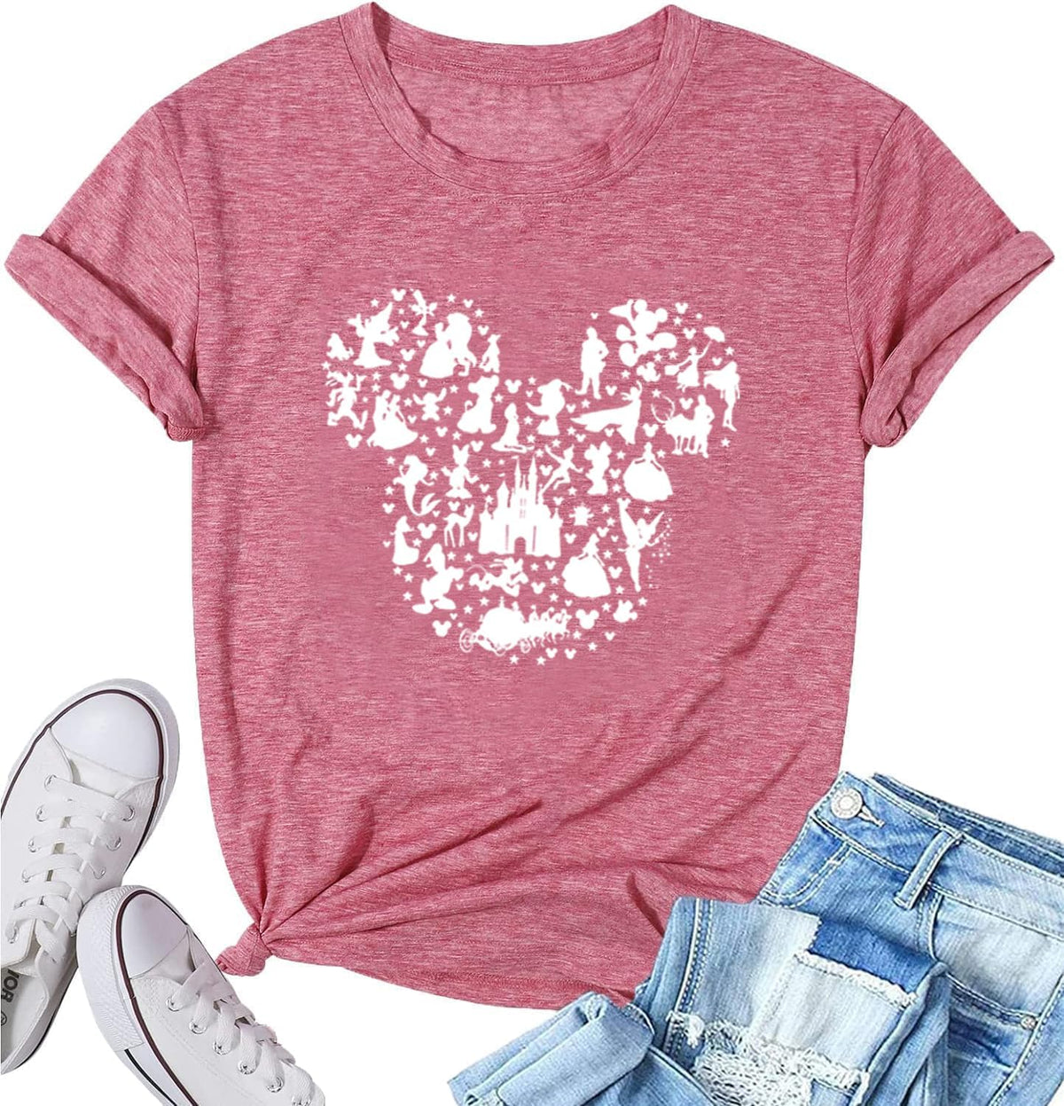 Women Magic Kingdom Castle Shirt Castle Fairy Graphic Tee Women Casual Vacation Holiday Short Sleeve Tee Top