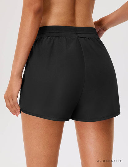 Large, BMJL Womens Workout Shorts Running 2.5" Black High Waisted Athletic Gym Shorts Lounge Summer 2 Pockets .
