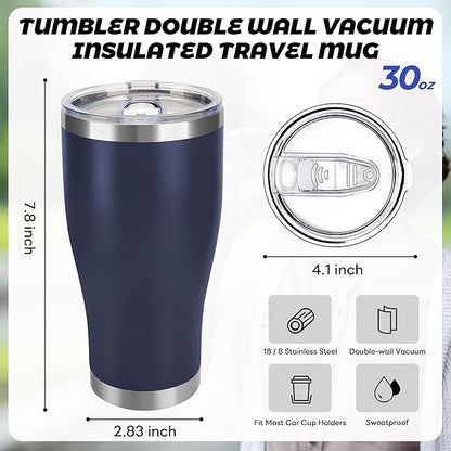 DS 30 Oz Tumbler with Lid Stainless Steel Vacuum Insulated Water Coffee Tumbler Durable Leak Proof BPA Free Ice Coffee Thermal Cup (Blue)
