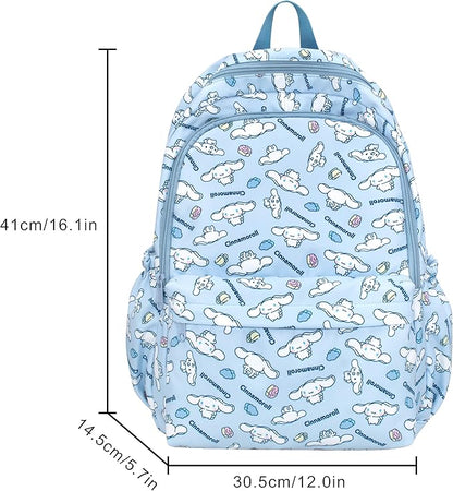Roffatide Anime Cinnamoroll All Over Print Casual Backpack Laptop Backpack Travel Hiking Rucksack Blue