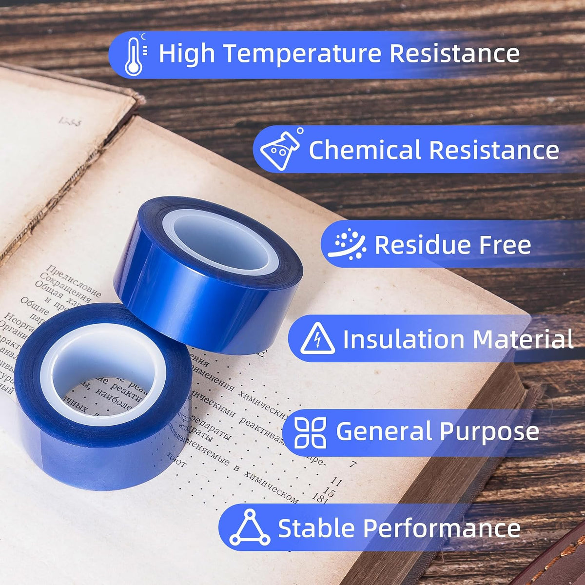 P18 – Blue Heat Tape for Vinyl Sublimation and Heat Transfer – Oxidation and High-Temperature Resistant – Residue-Free – 4-Pack – 0.8" x 54 ft