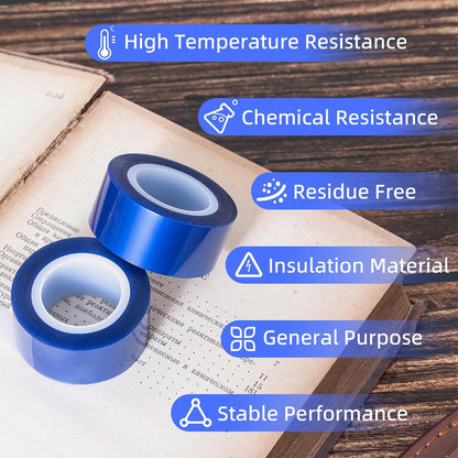 P18 – Blue Heat Tape for Vinyl Sublimation and Heat Transfer – Oxidation and High-Temperature Resistant – Residue-Free – 4-Pack – 0.8" x 54 ft