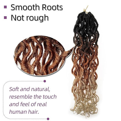 New Goddess Locs Crochet Hair,18" Faux Locs Crochet Hair Hippie Locs Synthetic Extension Ombre Crochet Locs Boho Style Crochet Braids (2 Packs 1B30613, 18")