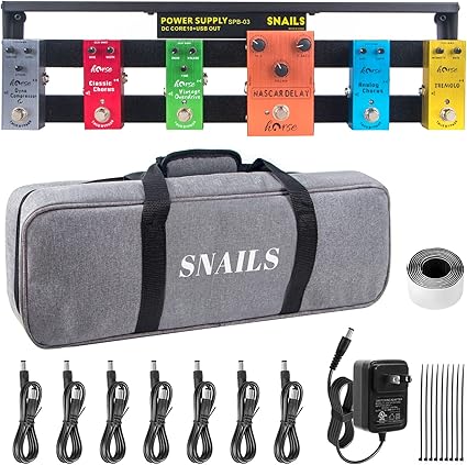Guitar Pedal Board With Completely Isolated Power Supply, 195in 1.8LB Aluminum Alloy Guitar Pedalboard, Included Carrying Bag, Pedal Cable, Adapter, 401.2in Self Adhesive Hook Loop Tape, Cable Ties