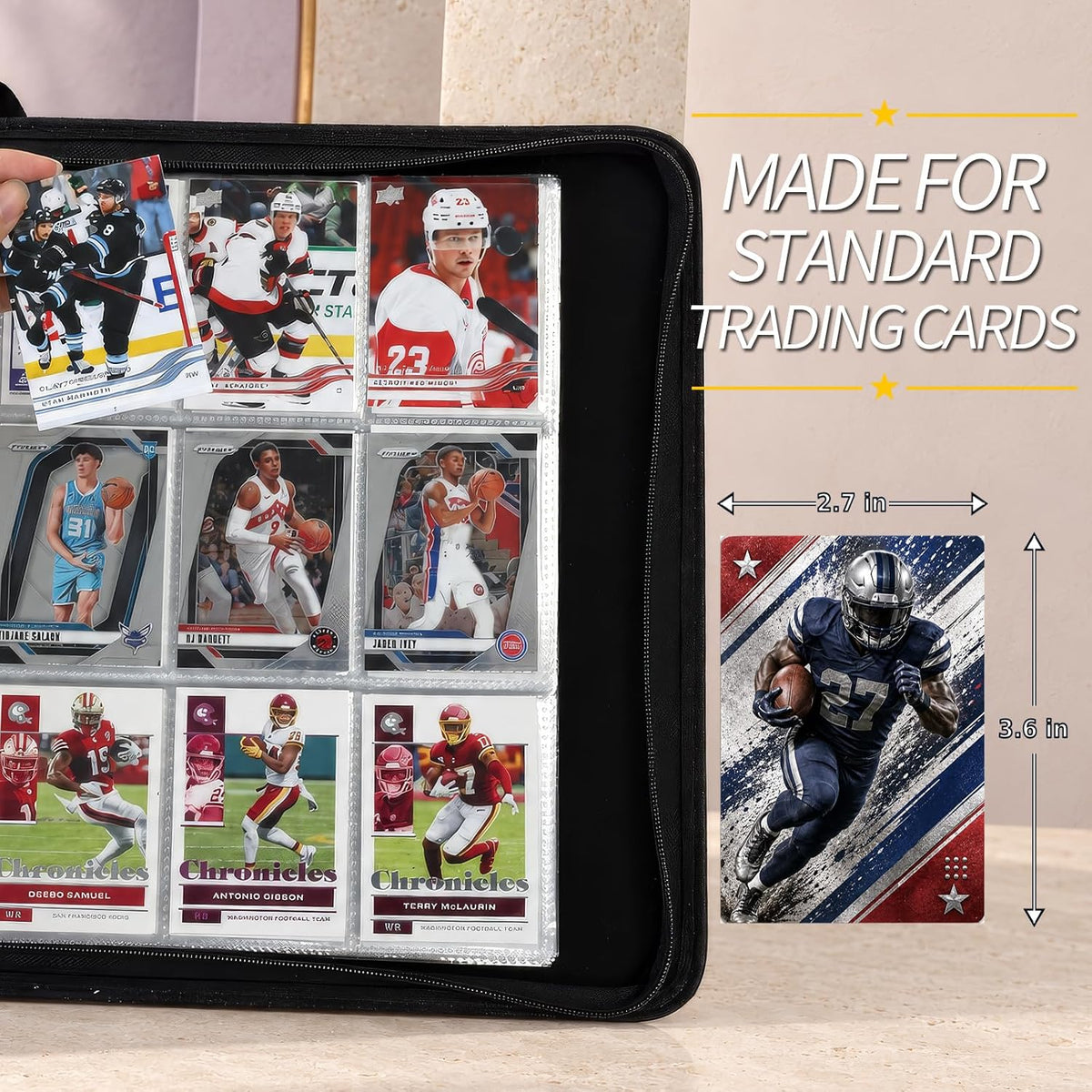 1080 Pockets Card Binder 9 Pocket, Trading Card Binder with 60 Page Removable Sleeves, Zipper Card Book Album Holder