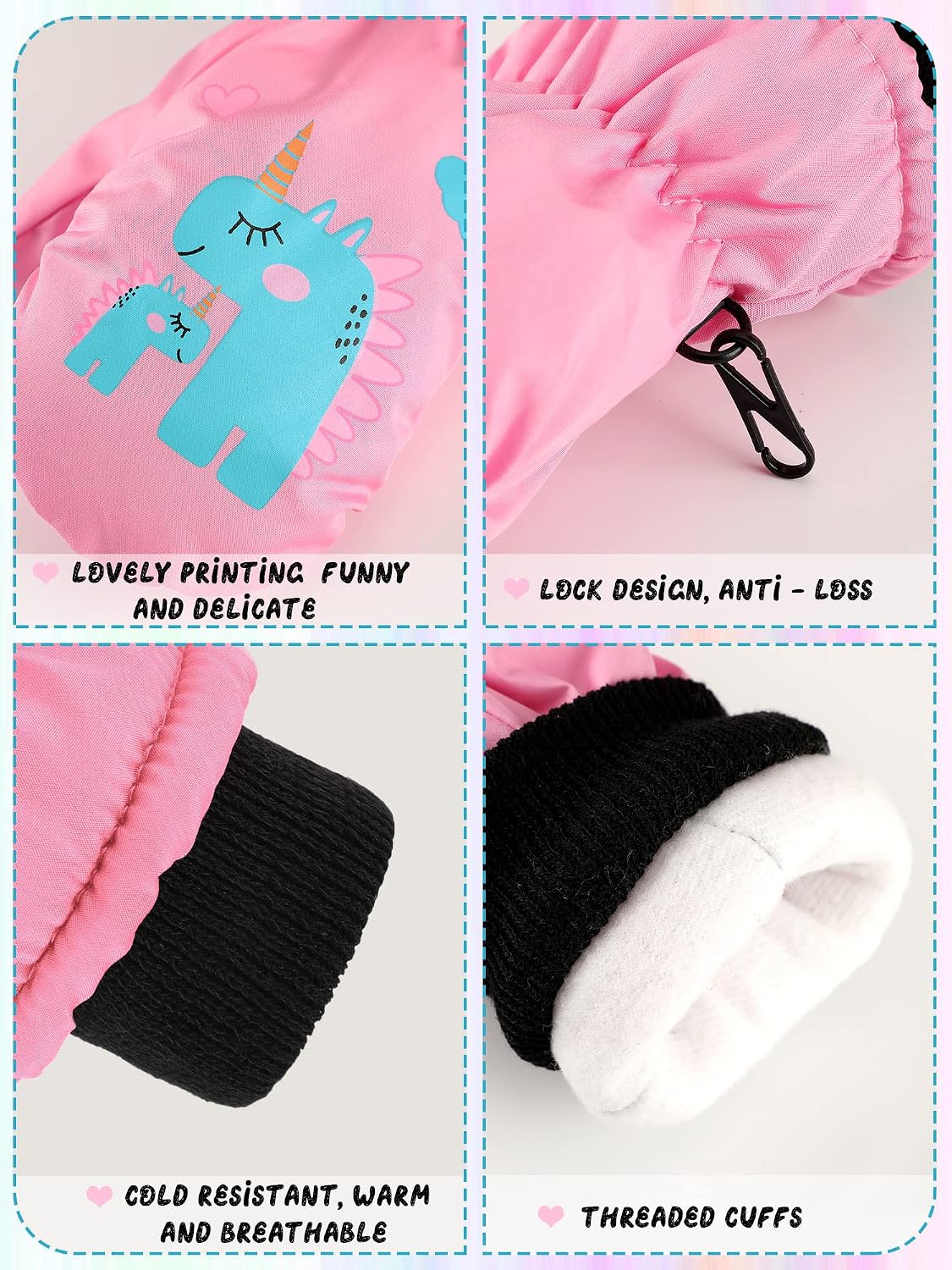 Pairs Kids Ski Mitten Toddler Winter Waterproof Snow Gloves Unisex Cold Weather Warm Mitten for Girls Children Boys Skiing Snowboarding