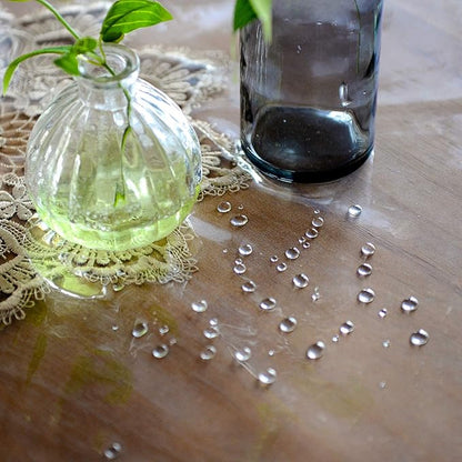 SUTAVIA Vinyl Tablecloth 100 Waterproof lace Table Cloth Environmentally PVC Oil Proof Table Protector Oblong Transparent Table Cover for Home Dining Table Parties(Gold, 60"x84")