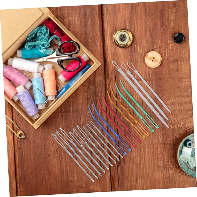 CIMAXIC Large Eye Curved Needles Set for Sewing Crochet Knitting Tapestry Embroidery Aluminum Needles with Storage Case