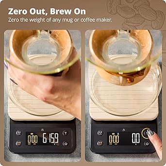 Greater Goods 0.1g Precision Coffee Scale with Timer  3kg Digital Scale for Pour-Over, Espresso, French Press, Kitchen Use (Birch)