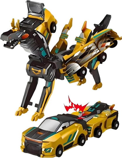 Flying Dragon/Car Toy, 2-in-1 Crash Transform for Kids 3+ Durable ABS Plastic, Magnetic Crash Transform, No Battery Needed, Indoor Travel Play, Boys Birthday Gift