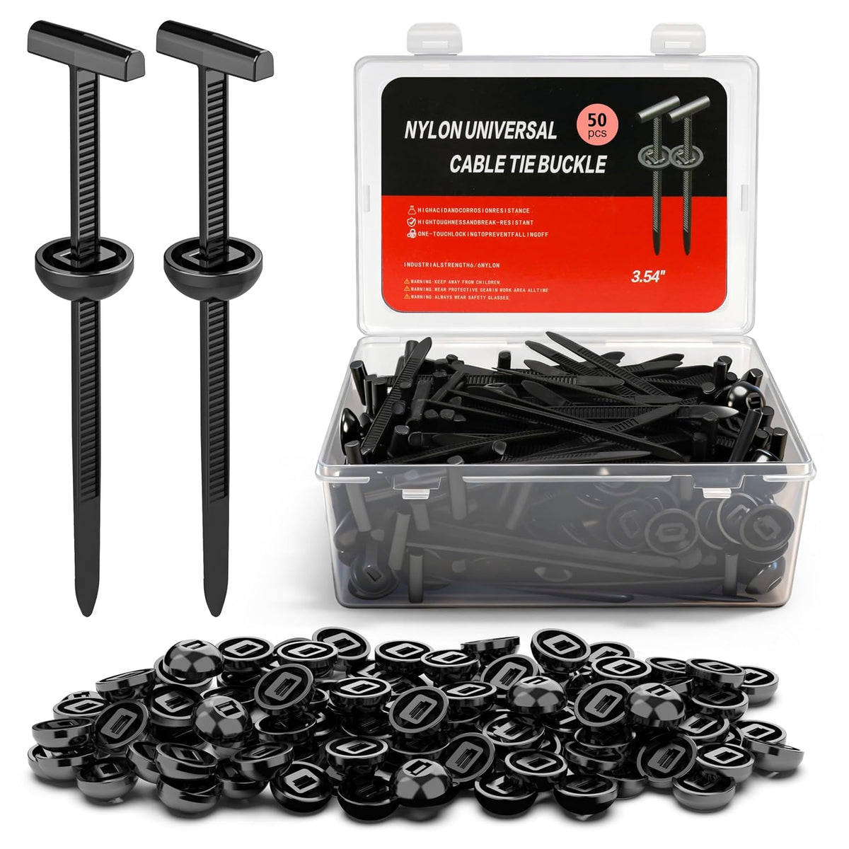 50PC Upgraded Nylon Cable Tie Buckle Universal Heavy Duty Self-Locking Automotive Fasteners for Bumper Fender LinerDoor Panel Push Pin Rivet & Trim Retainer Clip Replacement
