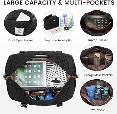 LOVEVOOK Travel Duffle Bag,Weekender Bags for Women with Shoe Compartment,Carry on Overnight Bag with Toiletry Bag,Gym Duffel Bag with Wet Pocket, Hospital Bags for Labor and Delivery