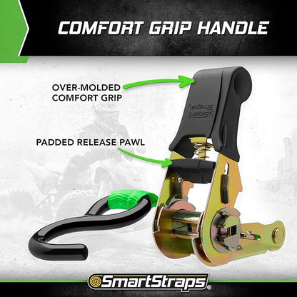 SmartStraps Ratchet Straps - 6ft GRN Padded Ratchet 2pk 1,500lb , green -SMAR138