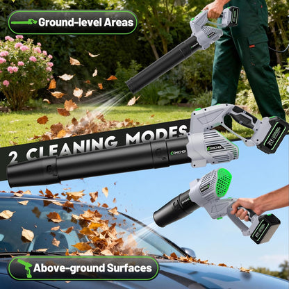 Comchoi Electric Leaf Blower Cordless, 680 CFM 5 Speed Mode, 2 Batteries & Charger, Handheld Leaf Blowers for Lawn Care, Portable Lightweight Grass Blower for Yard, Patio & Outdoor Use (Charger is different and better than picture)