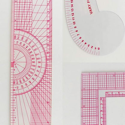 Fashion Clear Metric Sewing Ruler Set, French Curve Pattern Ruler Kit for Beginners Tailors Designers (A-9-Piece Set)