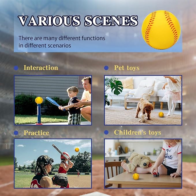 Foam Baseballs, 9 Inch Soft Baseballs Training Pitch Stress Ball with Drawstring Bag
