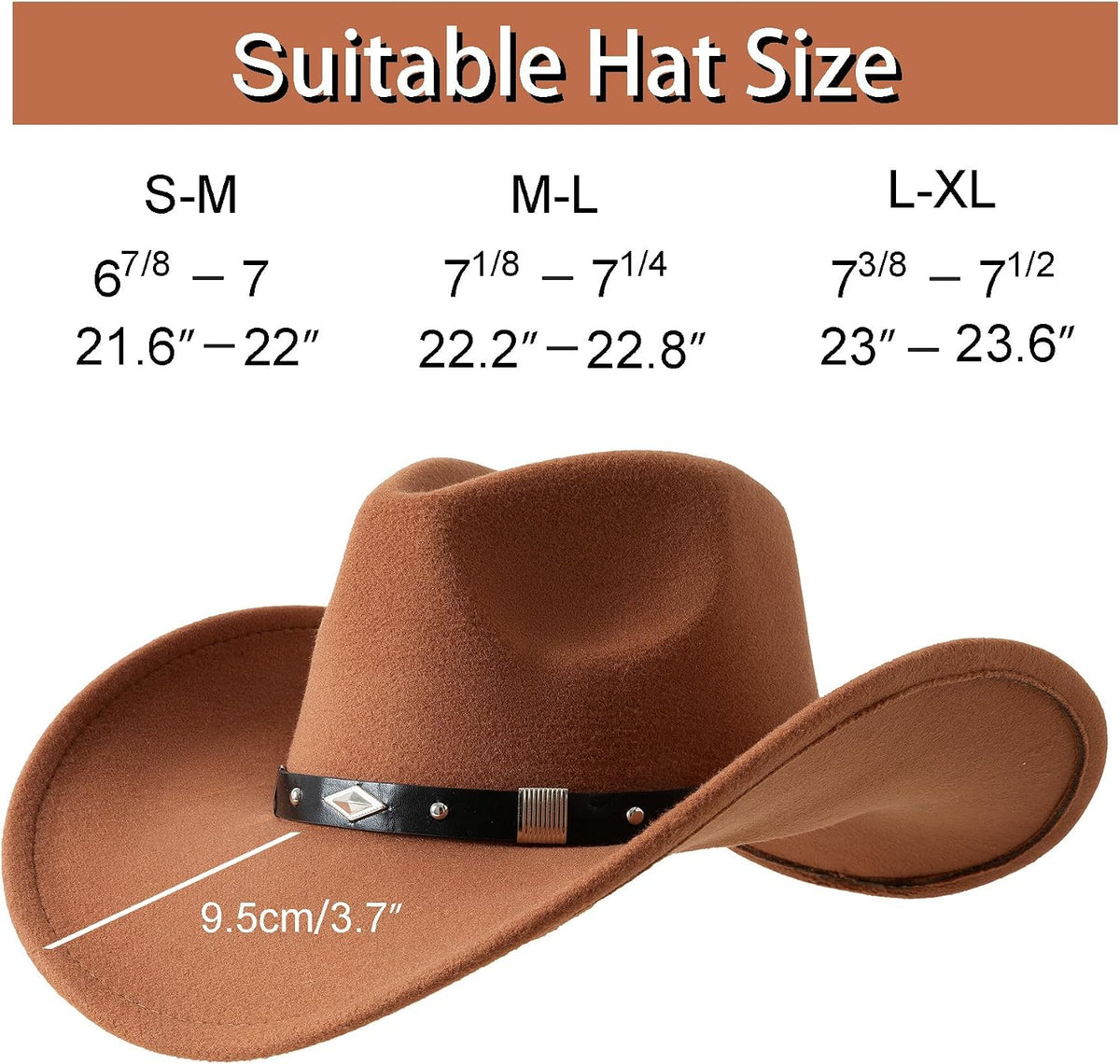 Lanzon Classic Felt Wide Brim Western Cowboy Hat with Belt Buckle