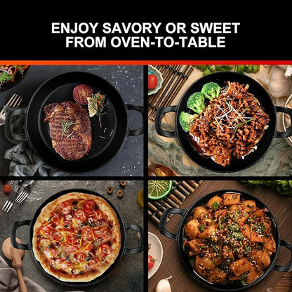 DVK Small Cast Iron Skillet Round Frying Shrimp Pan Set Suitable for kitchen, Indoor and Outdoor Picnics (2, 6In)