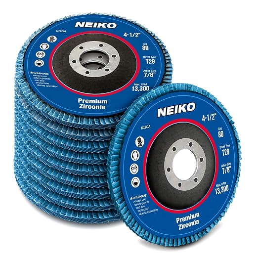 Neiko 11120A Premium Zirconia Flap Disc | 4.5" x 7/8-Inch, 60 Grit, Bevel Type #29 - 5 Pack