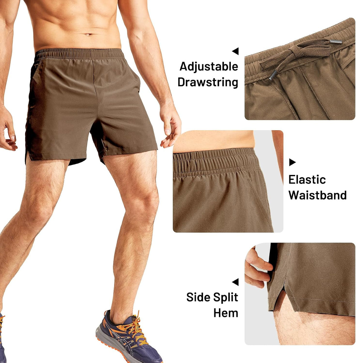 GYM REVOLUTION 5 Inch Mens Dry Fit Running Athletic Shorts with Pockets, Water Resistant Lightweight Quick Dry Gym Workout Shorts