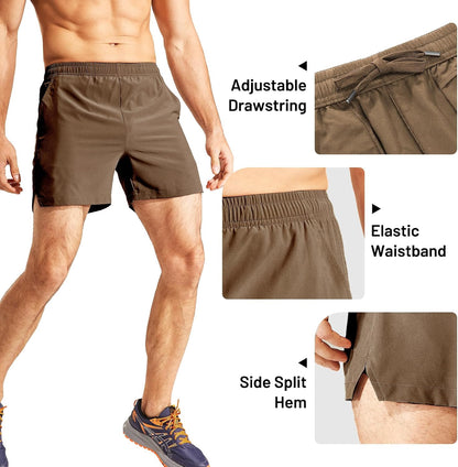 GYM REVOLUTION 5 Inch Mens Dry Fit Running Athletic Shorts with Pockets, Water Resistant Lightweight Quick Dry Gym Workout Shorts