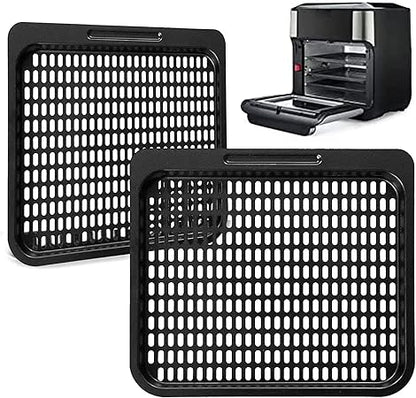 Air Fryer Cooking Tray for Instant Vortex Plus10 Quart, 2 PCS Food Grade Nonstick Replacement Rack Parts Grill Pan Crisper Plate for Innsky 10.6Qt CROWNFUL 10.6Qt Air Fryer Oven, Dishwasher Safe