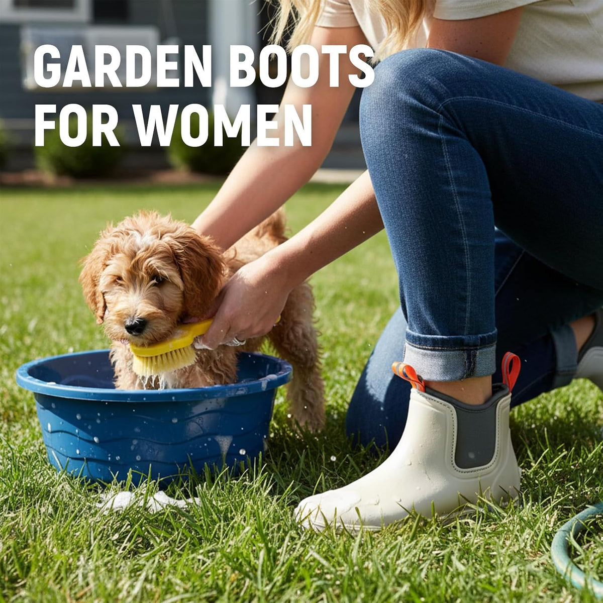 Women's Deck Boots Waterproof Ankle Rain Boots Outdoor Fishing Garden Boots for Women Anti-Slip Lightweight Comfortable Work Shoes