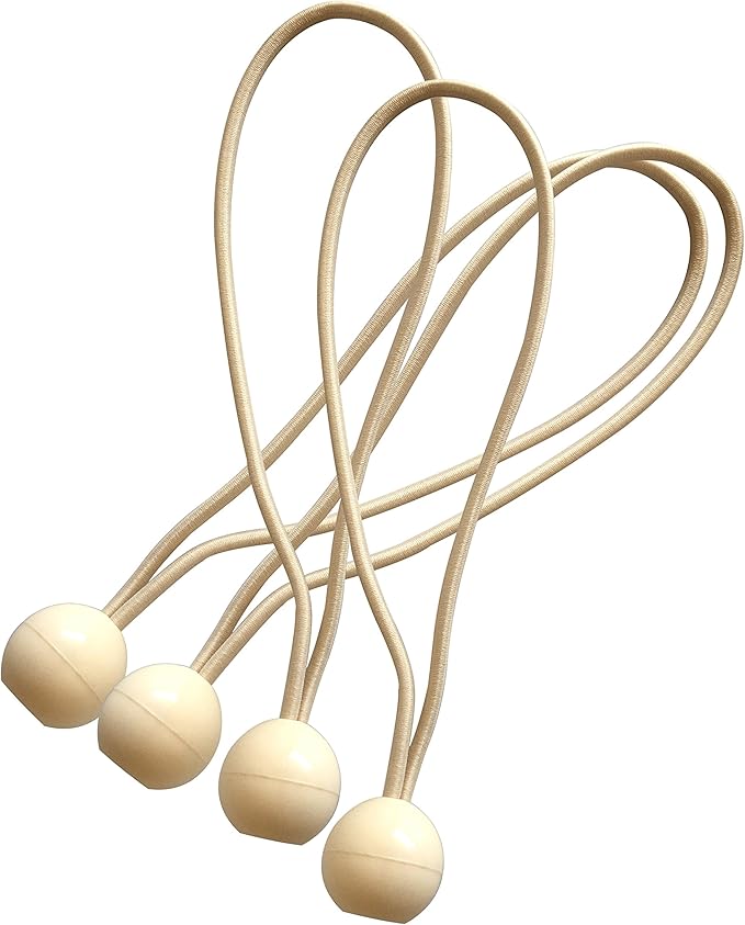 Shatex Heavy Duty Wheat Treated Stretch Tie Loops, Reusable 8-inch Ball Bungee Canopy Tarp Tie Down Cord (12pack)
